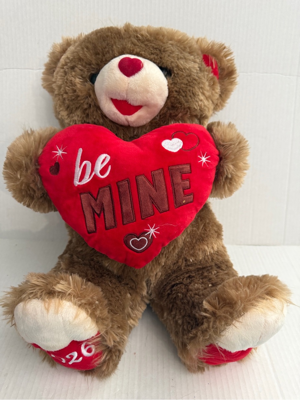 Sweetheart Teddy Be Mine Brown Teddy Bear Plush with Red Heart